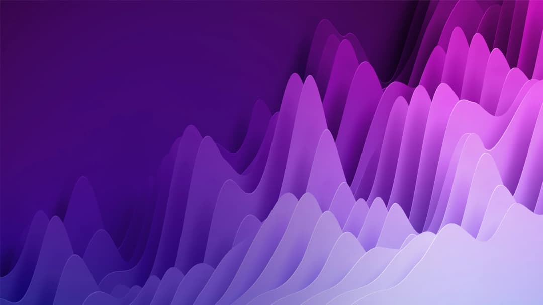 An abstract 3D wave-like pattern in shades of purple and pink, resembling a flowing landscape or data visualization.