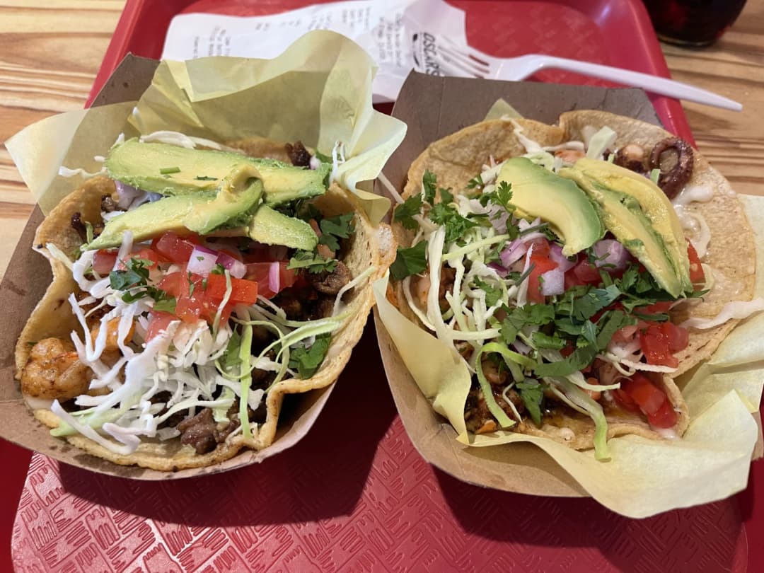 Two tacos from Oscars restaurant