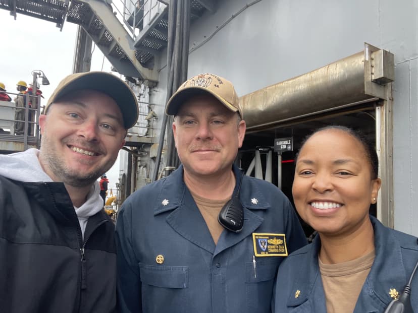 Jeff with the CO and XO of the USS Germantown