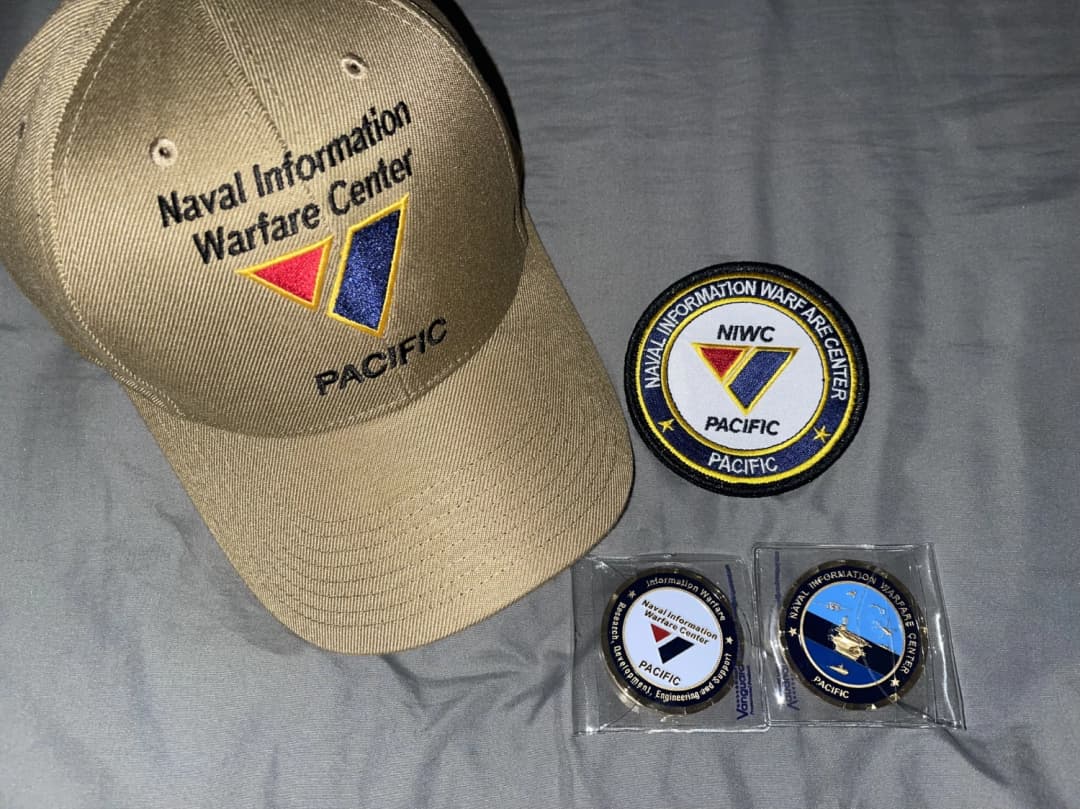 Hat, patch, and coins from NIWC-PAC
