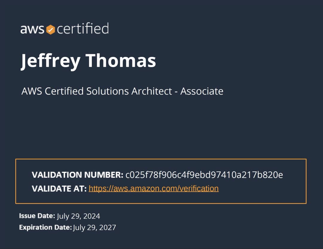 My AWS Certified Solutions Architect - Associate Certification