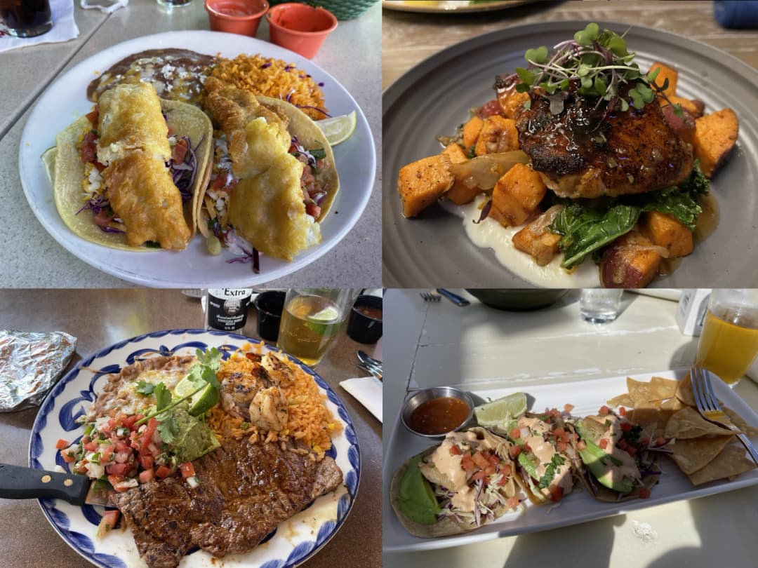Collage of some food meals in San Diego, CA
