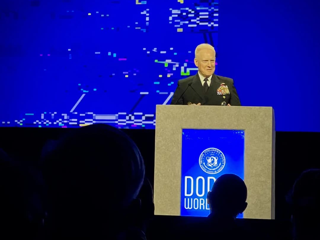 Vice Admiral Frank Whitworth speaking at DODIIS Worldwide 2023